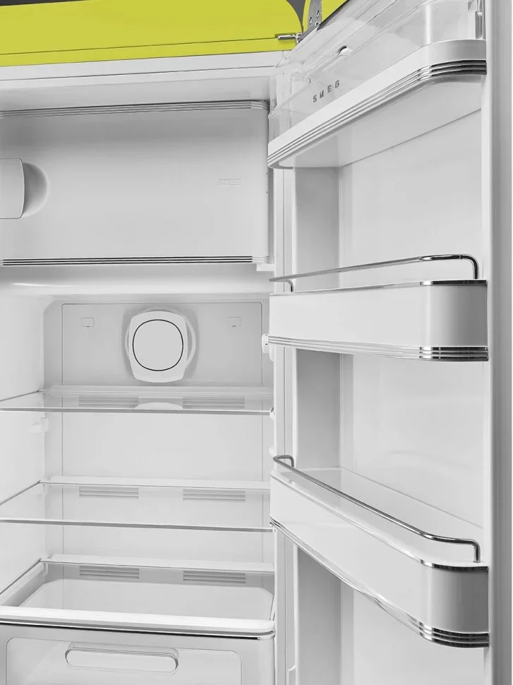 SMEG FAB28RLI6 Отдельностоящий однодверный холодильник, стиль 50-х годов, 60 см, цвет лайма, петли с