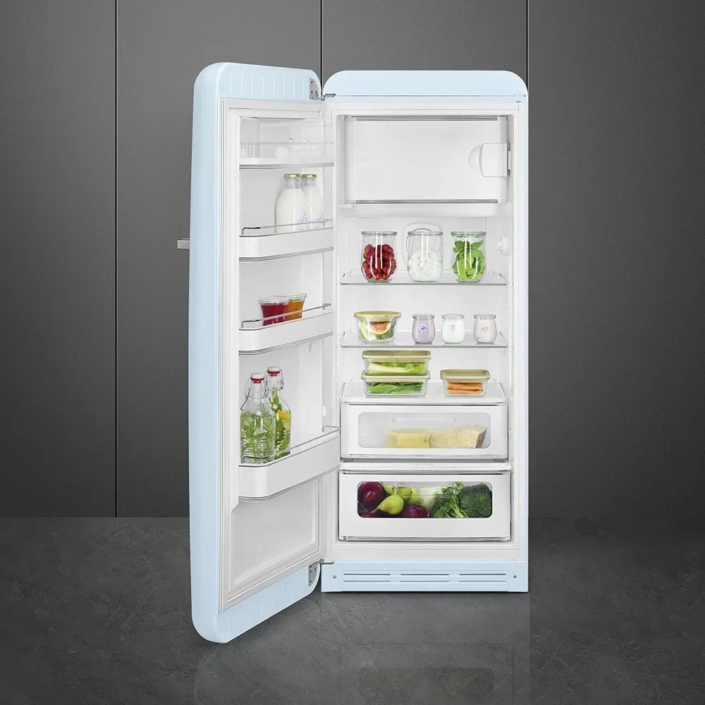 SMEG FAB28LPB6 Отдельностоящий однодверный холодильник, стиль 50-х годов, 60 см, пастельный голубой,