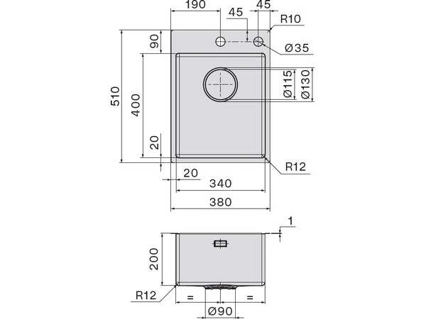 Мойка Falmec SGA3400F.00#SSF 380x510